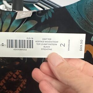 Chico's Black and Teal Knit Top